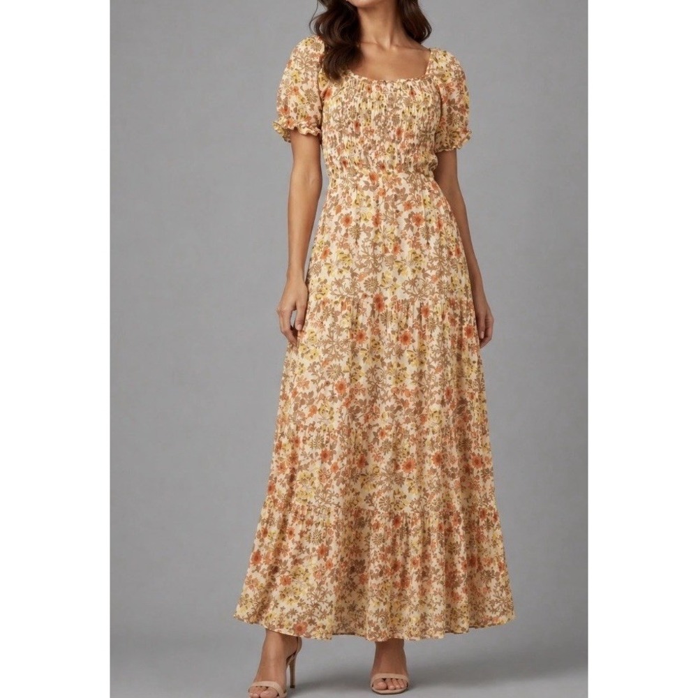 Hayden Los Angeles Floral Smocked Tiered Maxi Dress
